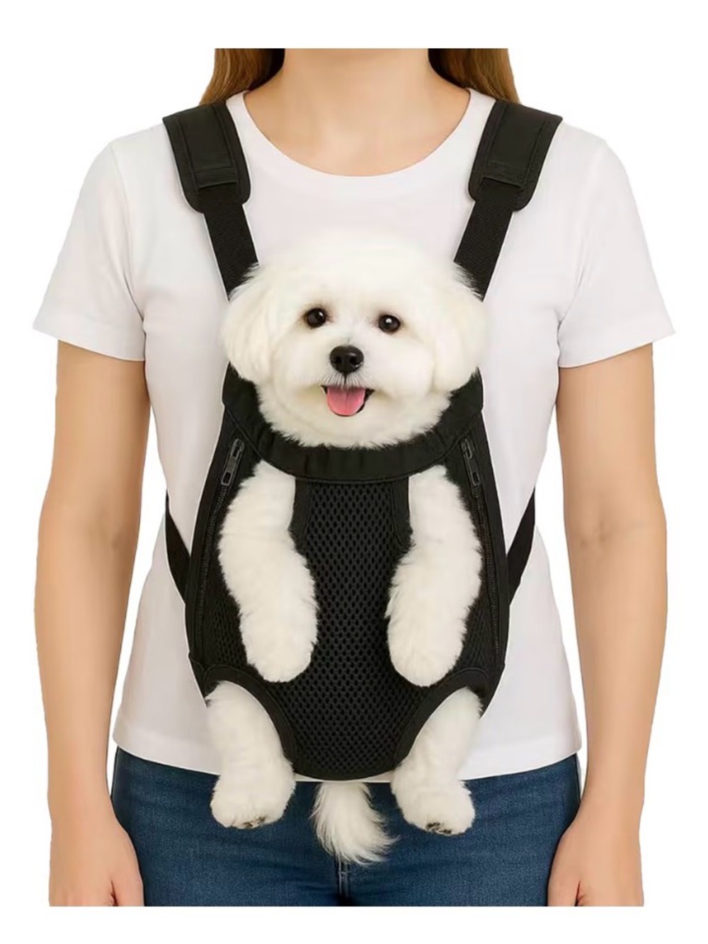 Black Front-Carrier Dog Backpack - Hands-Free Pet Carrier